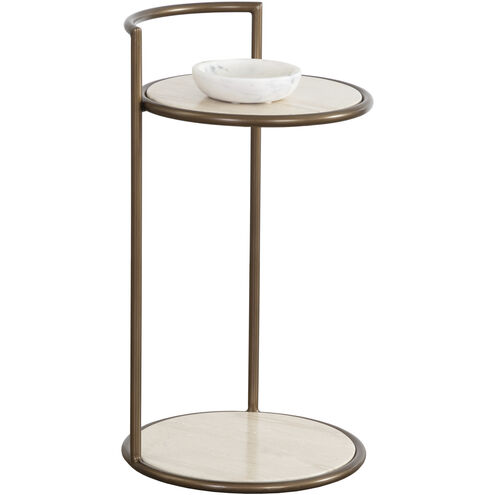 Parga 25 X 14 inch Rustic Bronze / Travertine Look Outdoor End Table